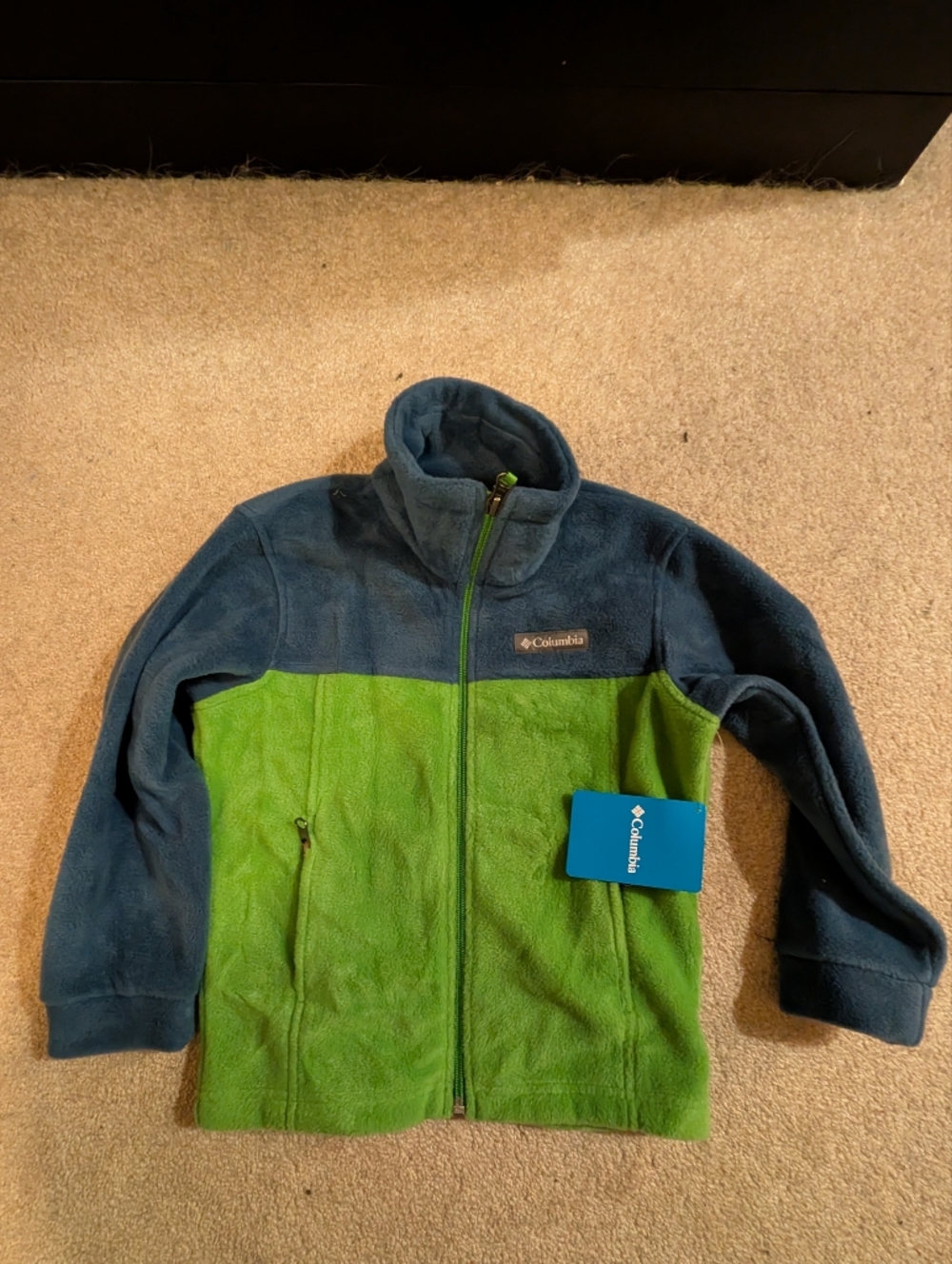 Columbia Kids Blue and Green Colorblock Fleece Jacket